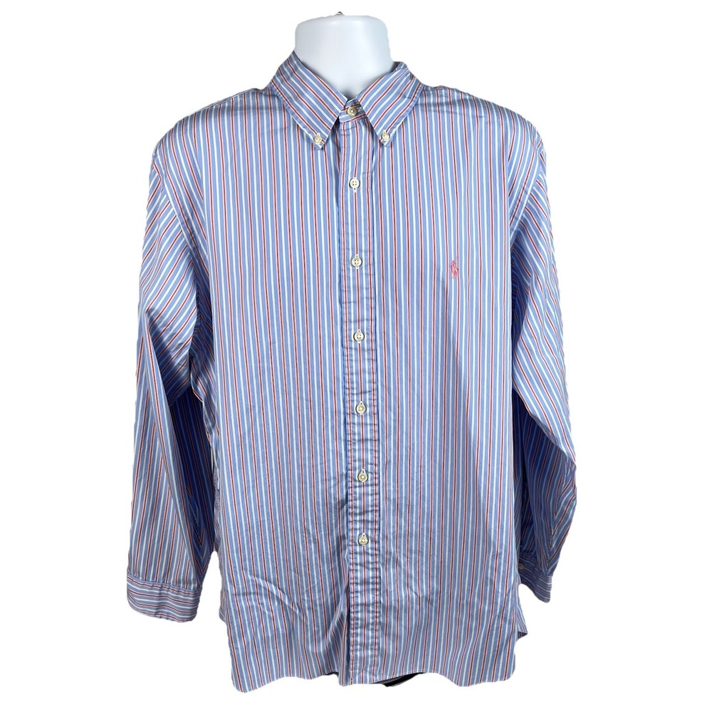 Polo Ralph Lauren‎ Custom Fit Striped Button Down Shirt Men's XXL Size 18 34/35